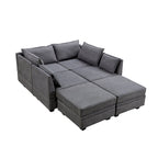 Divano Sezionale Modulare a U Moderno, Divano Letto Convertibile con Chaise Reversibile