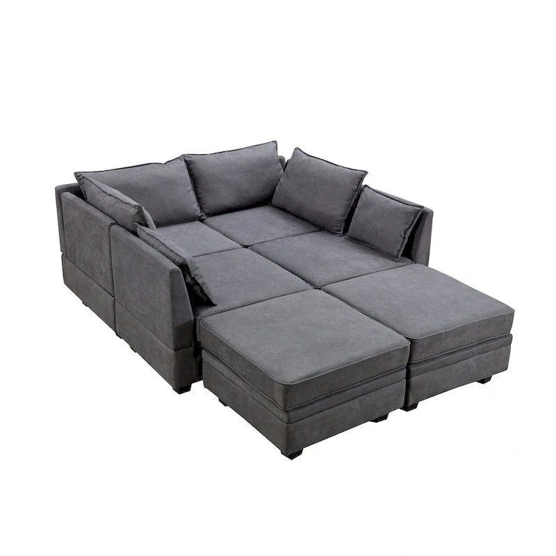 Divano Sezionale Modulare a U Moderno, Divano Letto Convertibile con Chaise Reversibile