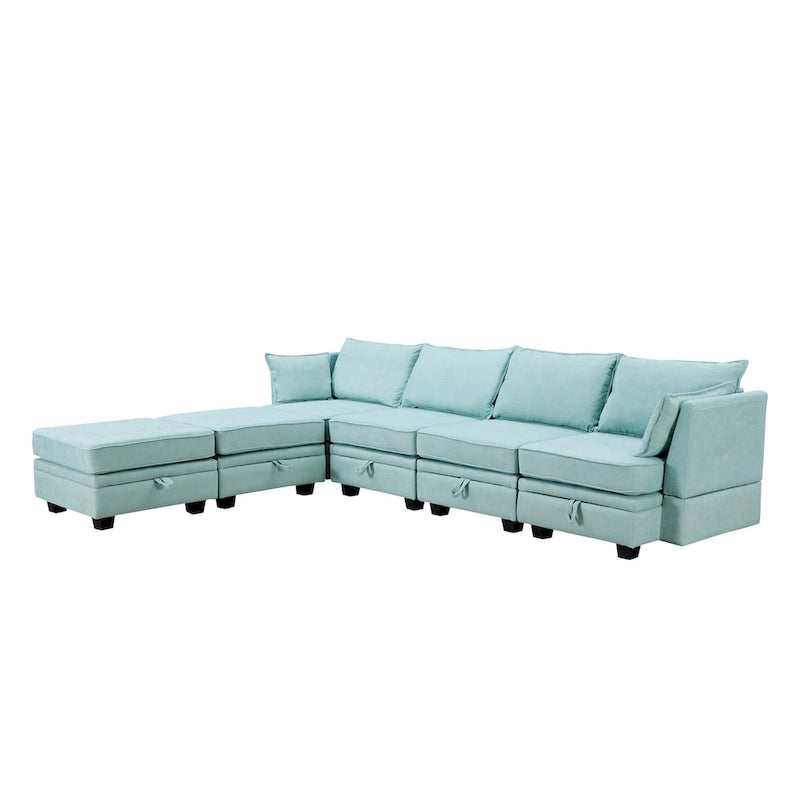 Divano Sezionale Modulare a U Moderno, Divano Letto Convertibile con Chaise Reversibile