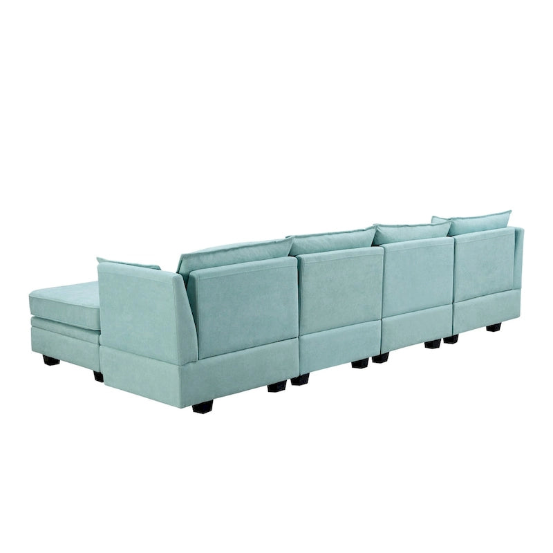 Divano Sezionale Modulare a U Moderno, Divano Letto Convertibile con Chaise Reversibile