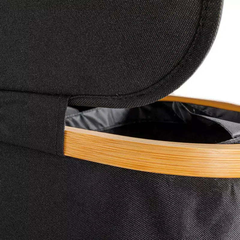 Cesto per la biancheria elegante con doppio rivestimento in rete e coperchio, nero