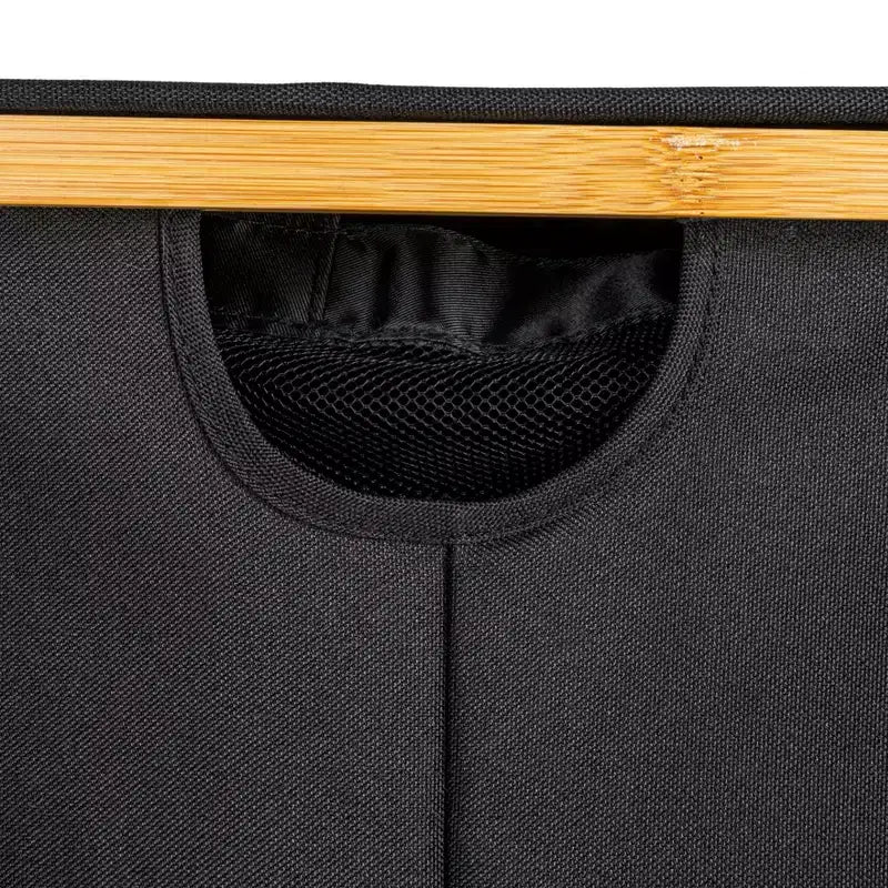 Cesto per la biancheria elegante con doppio rivestimento in rete e coperchio, nero
