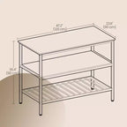 Isola da Cucina con 3 Ripiani, Tavolo a isola, Mensola da Cucina Larga 120 cm con Ampio Piano di Lavoro, Struttura Stabile in Acciaio, Industriale, Facile da Montare