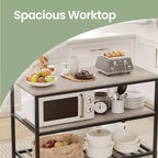 Isola da Cucina con 3 Ripiani, Tavolo a isola, Mensola da Cucina Larga 120 cm con Ampio Piano di Lavoro, Struttura Stabile in Acciaio, Industriale, Facile da Montare