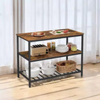 Isola da Cucina con 3 Ripiani, Tavolo a isola, Mensola da Cucina Larga 120 cm con Ampio Piano di Lavoro, Struttura Stabile in Acciaio, Industriale, Facile da Montare