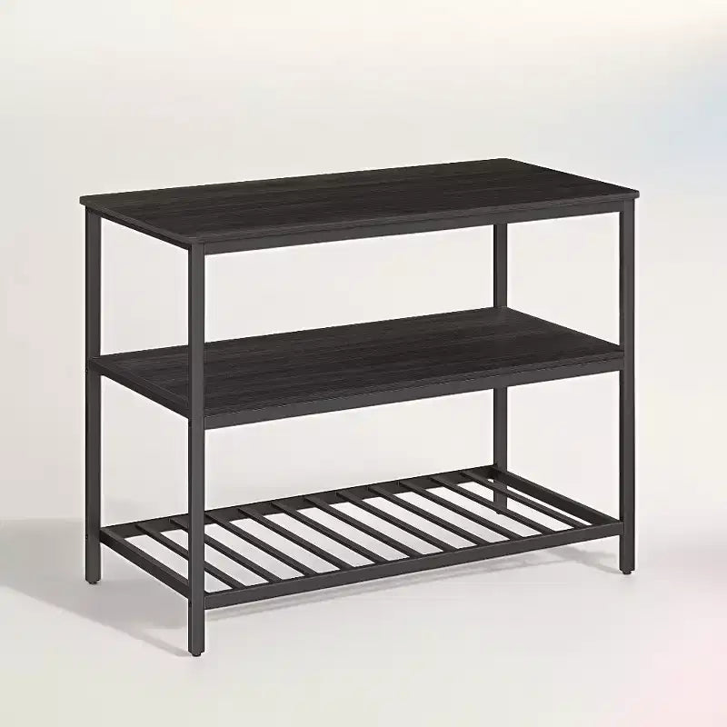 Kitchen Island with 3 Shelves, Island Table, 47.2 Inches Width Kitchen Shelf with Large Worktop, Stable Steel Structure, Industrial, Easy to Assemble