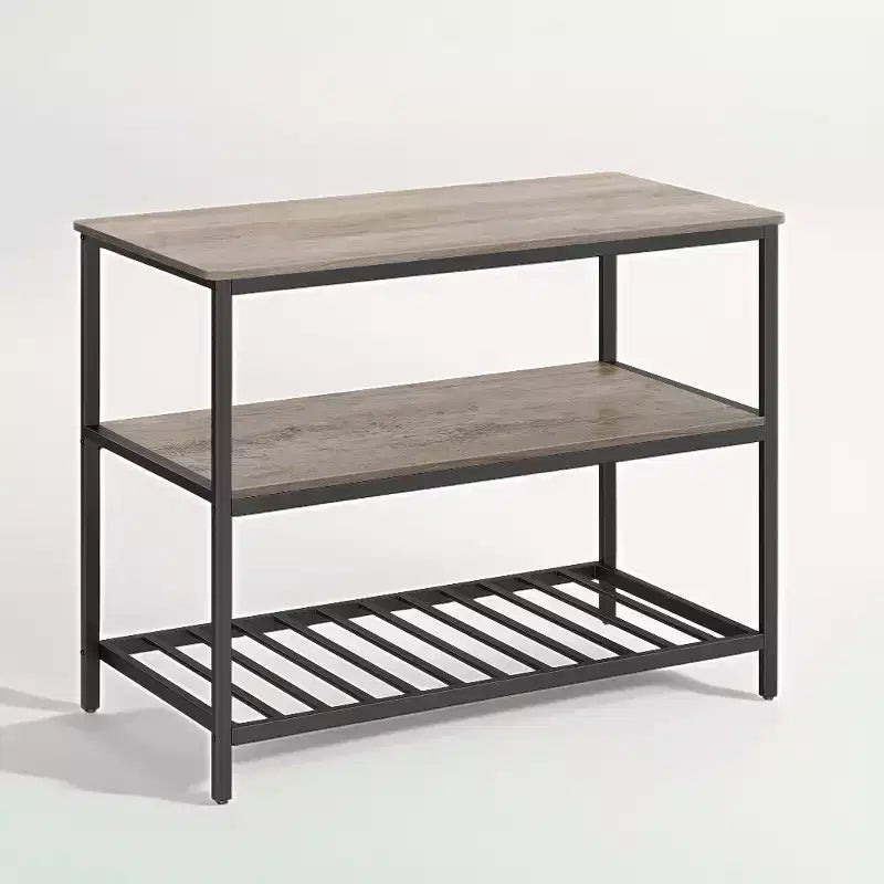 Isola da Cucina con 3 Ripiani, Tavolo a isola, Mensola da Cucina Larga 120 cm con Ampio Piano di Lavoro, Struttura Stabile in Acciaio, Industriale, Facile da Montare