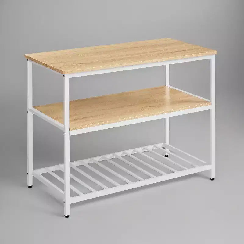 Isola da Cucina con 3 Ripiani, Tavolo a isola, Mensola da Cucina Larga 120 cm con Ampio Piano di Lavoro, Struttura Stabile in Acciaio, Industriale, Facile da Montare