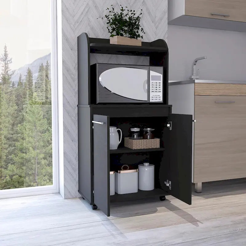 Carrello per microonde da cucina moderno con 1 ripiano e 2 ante