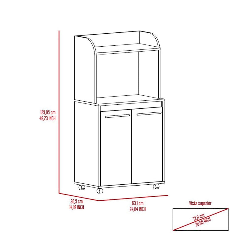 Carrello per microonde da cucina moderno con 1 ripiano e 2 ante