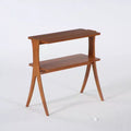 Tribesigns Tall Narrow End Table with 2-Tier Storage Shelf and Solid Wood Legs