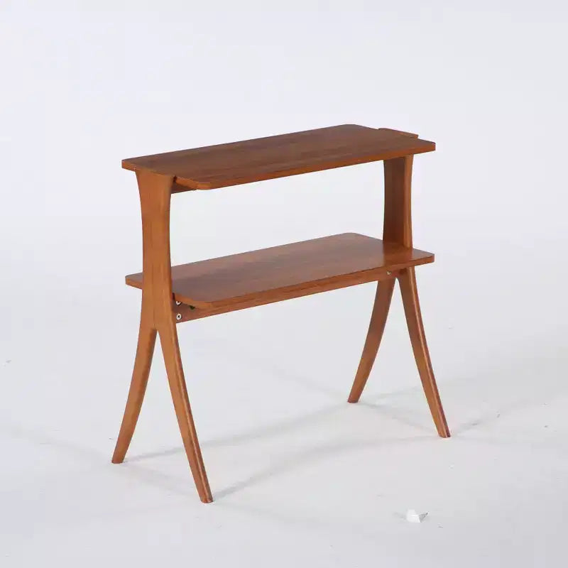 Tribesigns Tall Narrow End Table with 2-Tier Storage Shelf and Solid Wood Legs