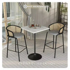 LeisureMod Verve Tavolo da Bar Quadrato da 27 - Tavolo Moderno con Piano in Resina e Base a Colonna in Acciaio Nero, Altezza Contro per Cucina, Casa e Pub