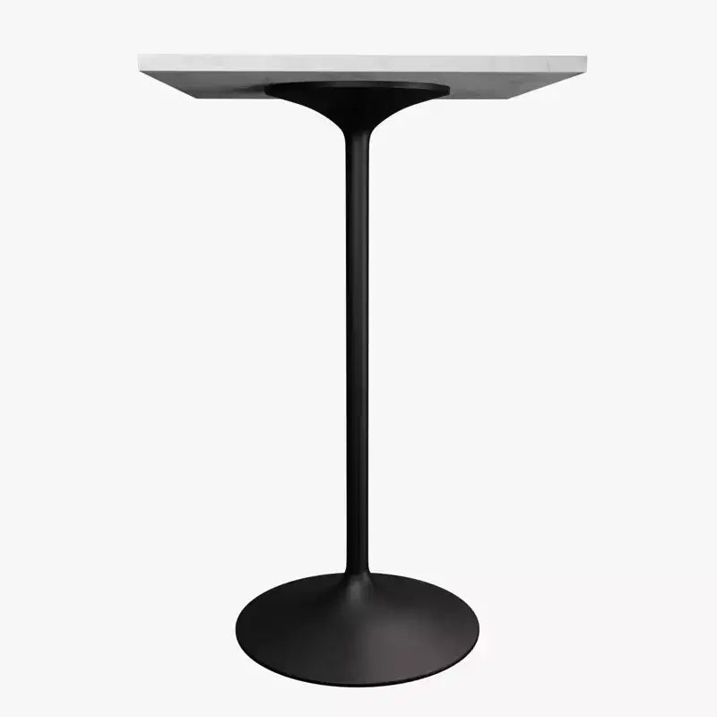 LeisureMod Verve Tavolo da Bar Quadrato da 27 - Tavolo Moderno con Piano in Resina e Base a Colonna in Acciaio Nero, Altezza Contro per Cucina, Casa e Pub
