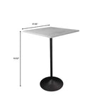 LeisureMod Verve Tavolo da Bar Quadrato da 27 - Tavolo Moderno con Piano in Resina e Base a Colonna in Acciaio Nero, Altezza Contro per Cucina, Casa e Pub