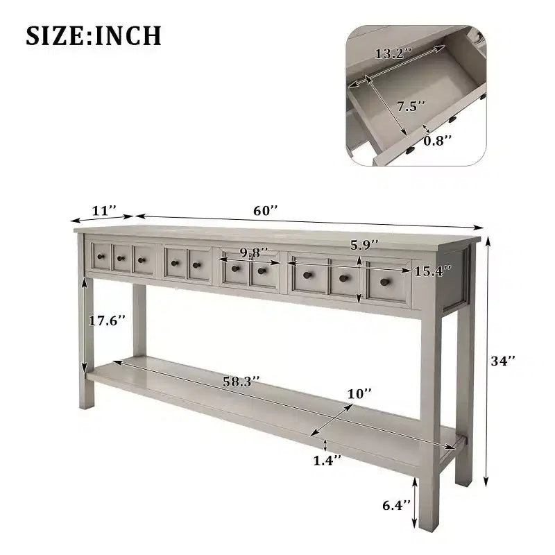Consolle rustica da ingresso Whisen con cassetti e ripiano inferiore