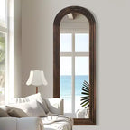 Specchio Decorativo da Parete Dovelina Arched in Legno con Gradini, Specchio da Appendere