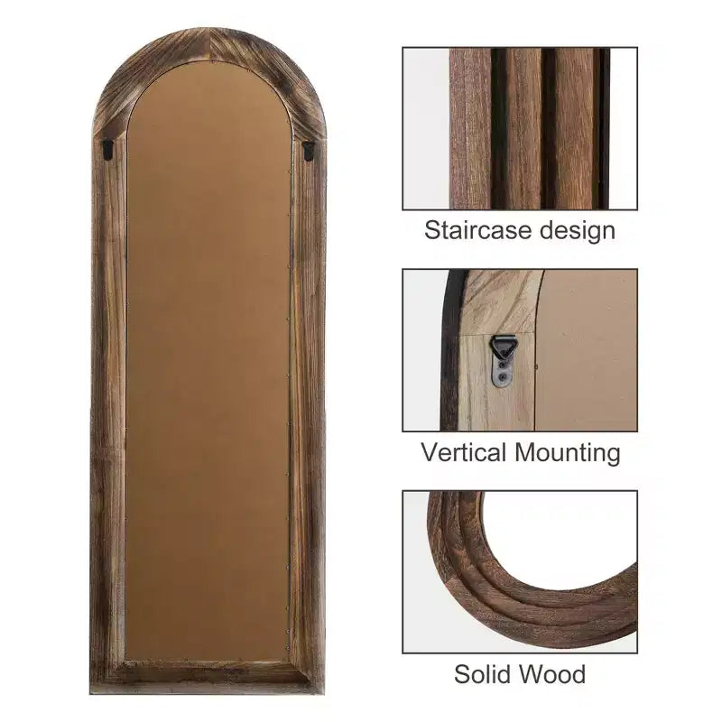Specchio Decorativo da Parete Dovelina Arched in Legno con Gradini, Specchio da Appendere