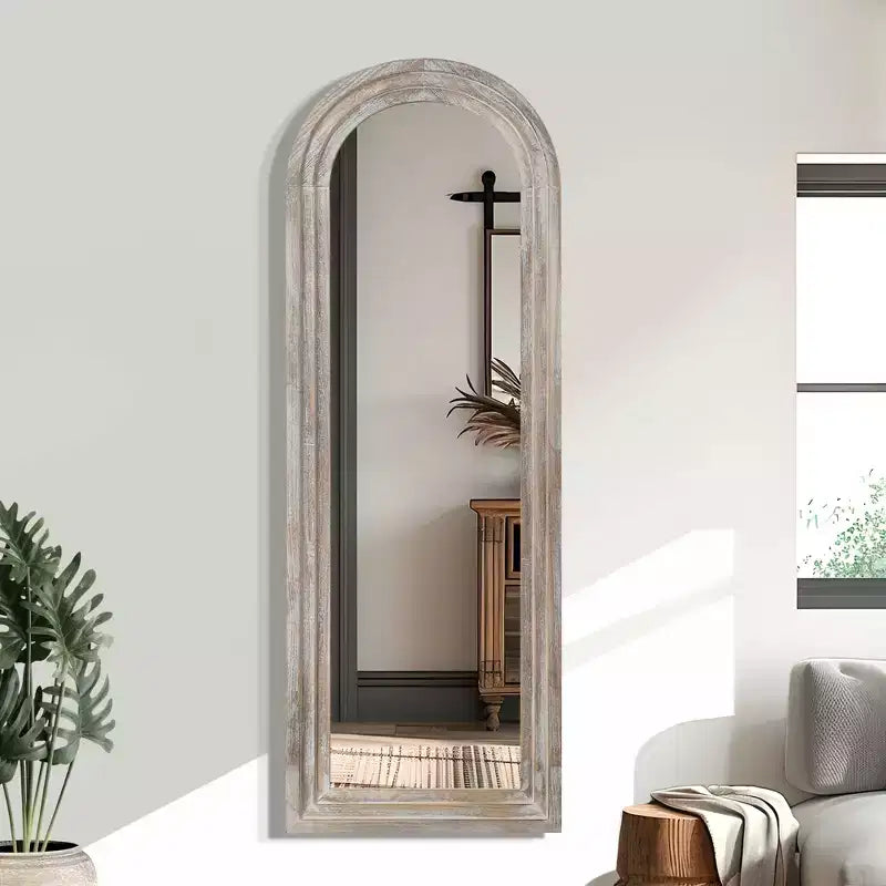 Specchio Decorativo da Parete Dovelina Arched in Legno con Gradini, Specchio da Appendere