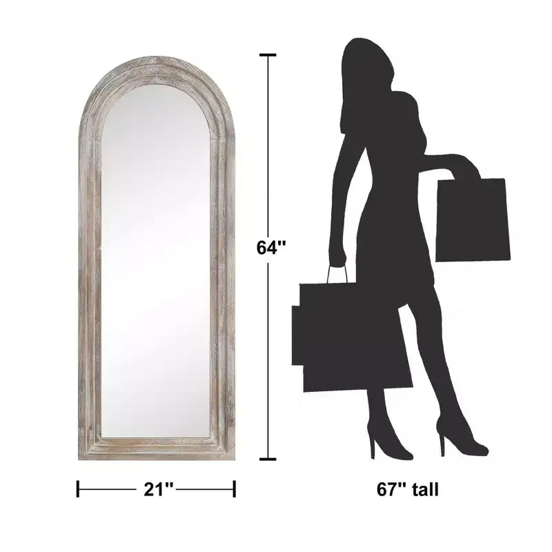 Specchio Decorativo da Parete Dovelina Arched in Legno con Gradini, Specchio da Appendere