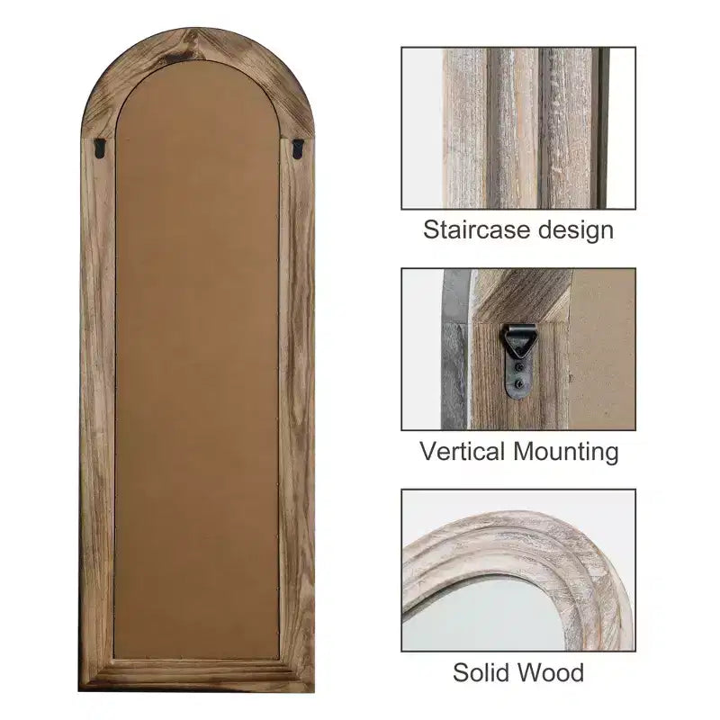 Specchio Decorativo da Parete Dovelina Arched in Legno con Gradini, Specchio da Appendere