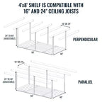 StoreYourBoard 4' x 8' Faber portaoggetti da garage a soffitto con ganci | Capacità 317 kg