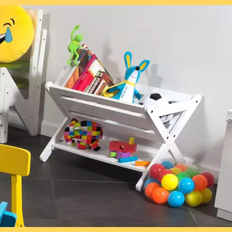 Carrello Portagiochi per Bambini con Scaffale, Bianco