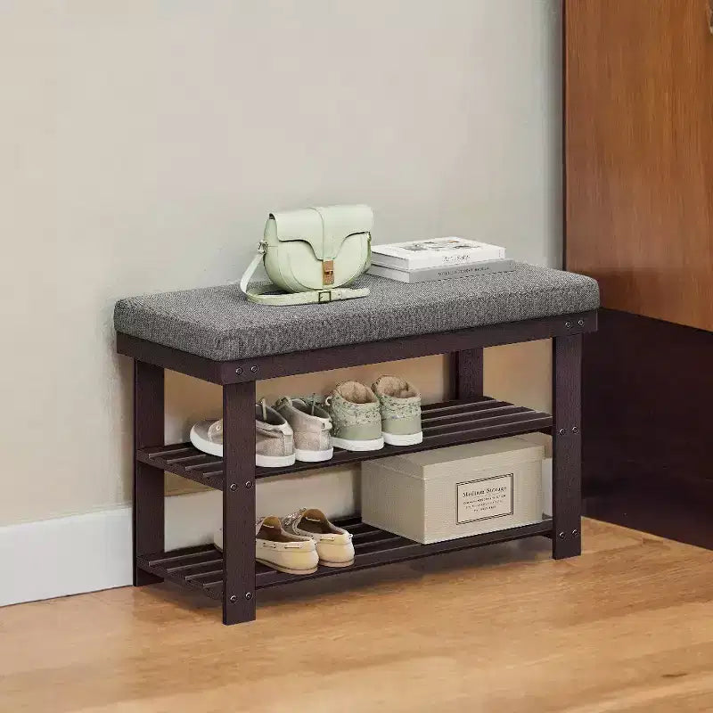 Panca scarpiera in bambù, scarpiera a 3 livelli, organizer stabile per scarpe per ingresso, soggiorno, sedile con portata fino a 150 kg, 29 x 71 x 49 cm
