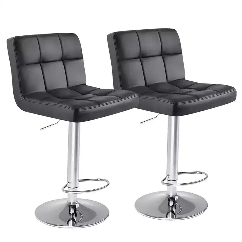 JIONJOY Faux Leather Swivel Adjustable Height Bar Stool Set of 2