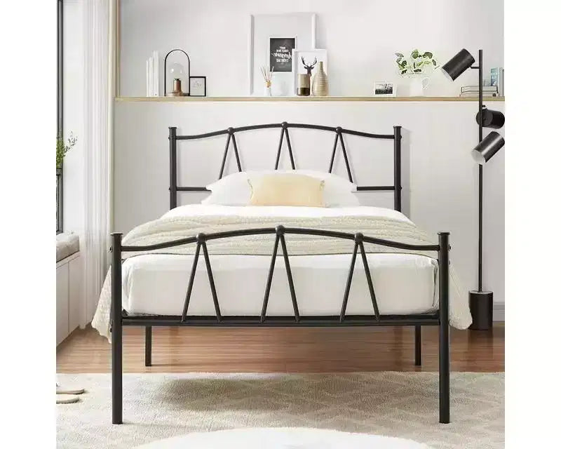 Struttura letto a piattaforma in metallo VECELO con testiera e pediera | Struttura letto Queen, Full, Twin con contenitore | Struttura letto resistente, non è necessaria la rete a molle