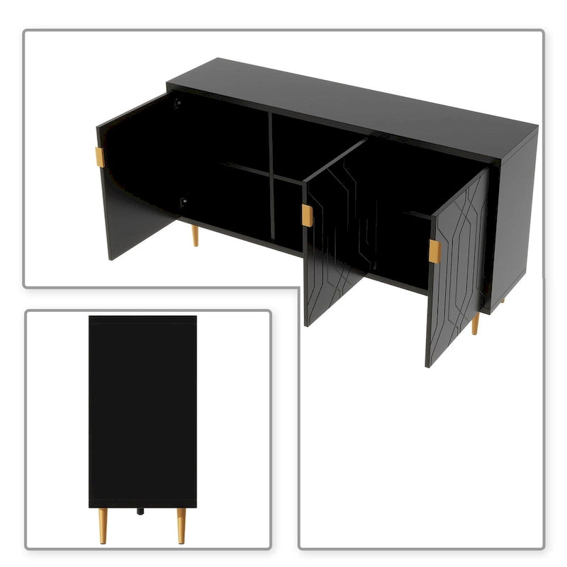 Elegante credenza in legno di metà secolo con tre ripiani interni