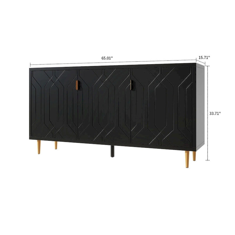 Elegante credenza in legno di metà secolo con tre ripiani interni