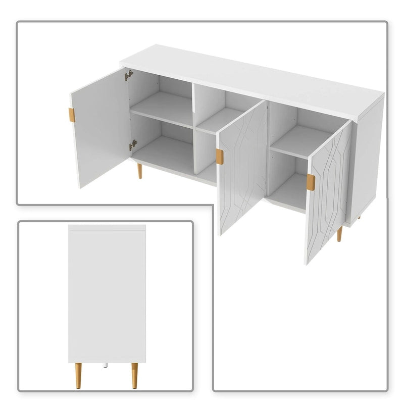 Elegante credenza in legno di metà secolo con tre ripiani interni