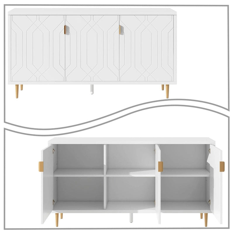 Elegante credenza in legno di metà secolo con tre ripiani interni