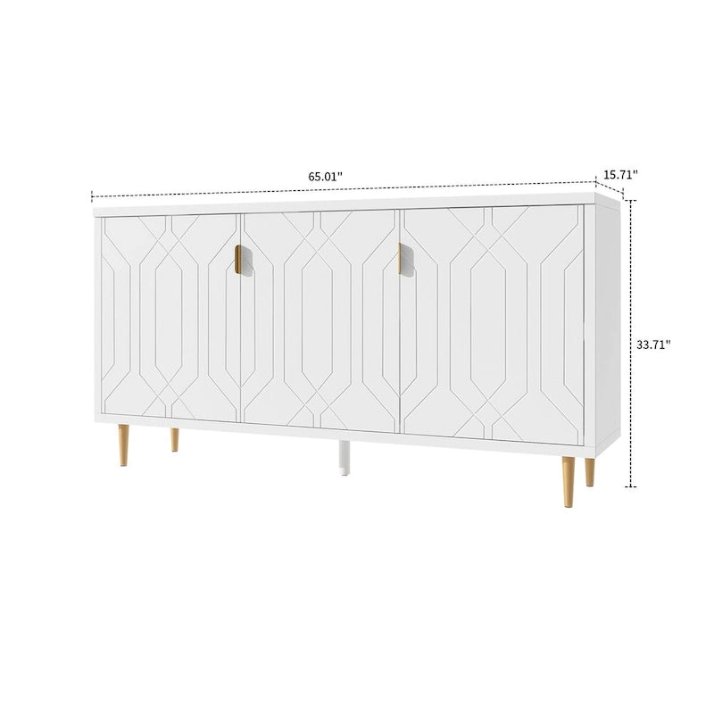 Elegante credenza in legno di metà secolo con tre ripiani interni