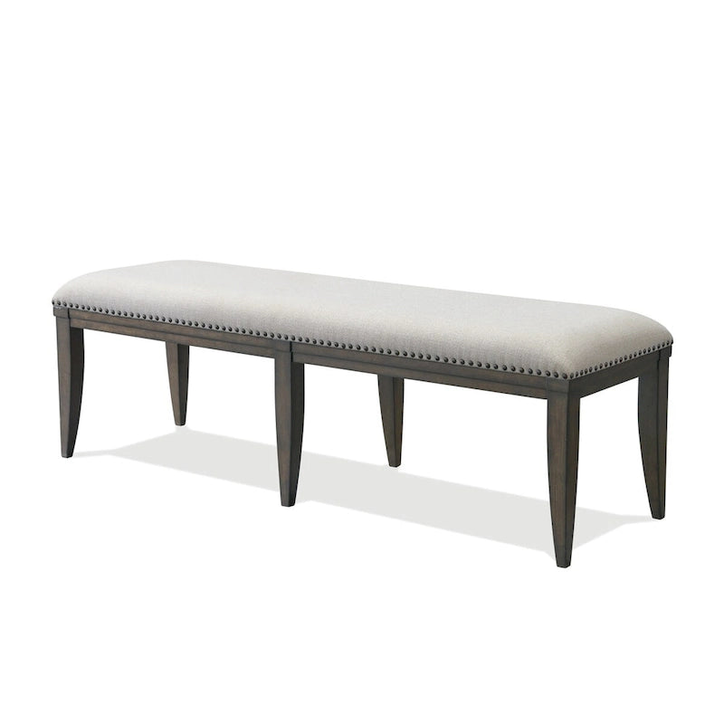 Panca imbottita da pranzo in beige – Seduta imbottita con gambe in legno massello