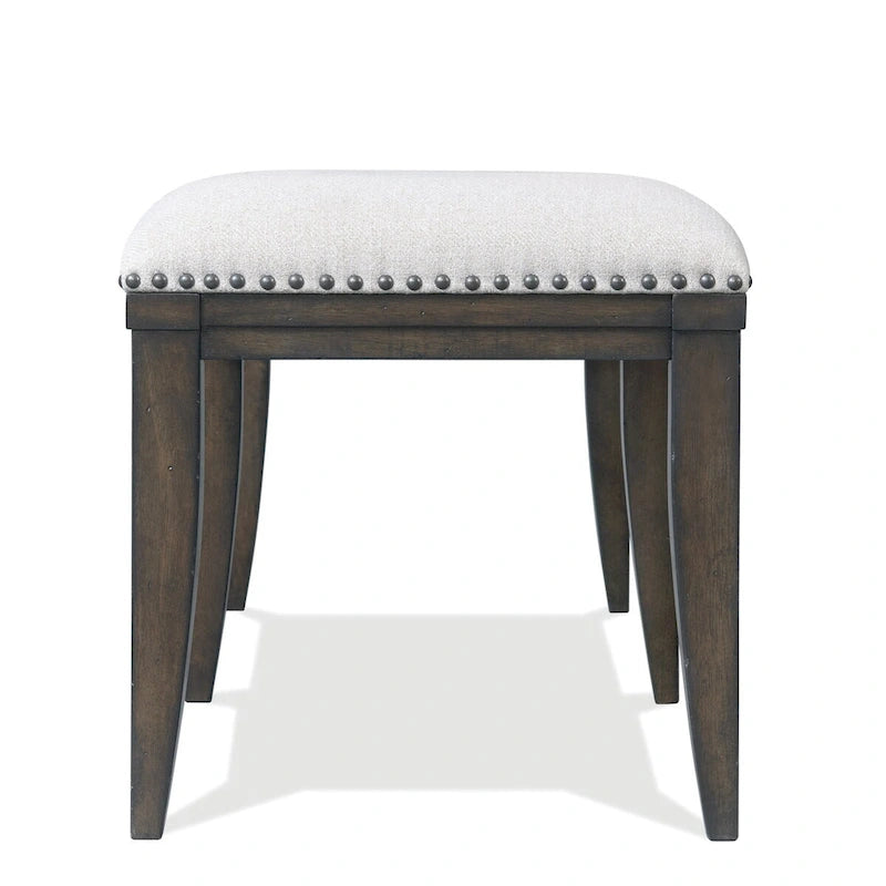 Panca imbottita da pranzo in beige – Seduta imbottita con gambe in legno massello