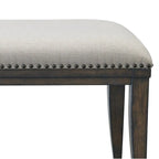 Panca imbottita da pranzo in beige – Seduta imbottita con gambe in legno massello