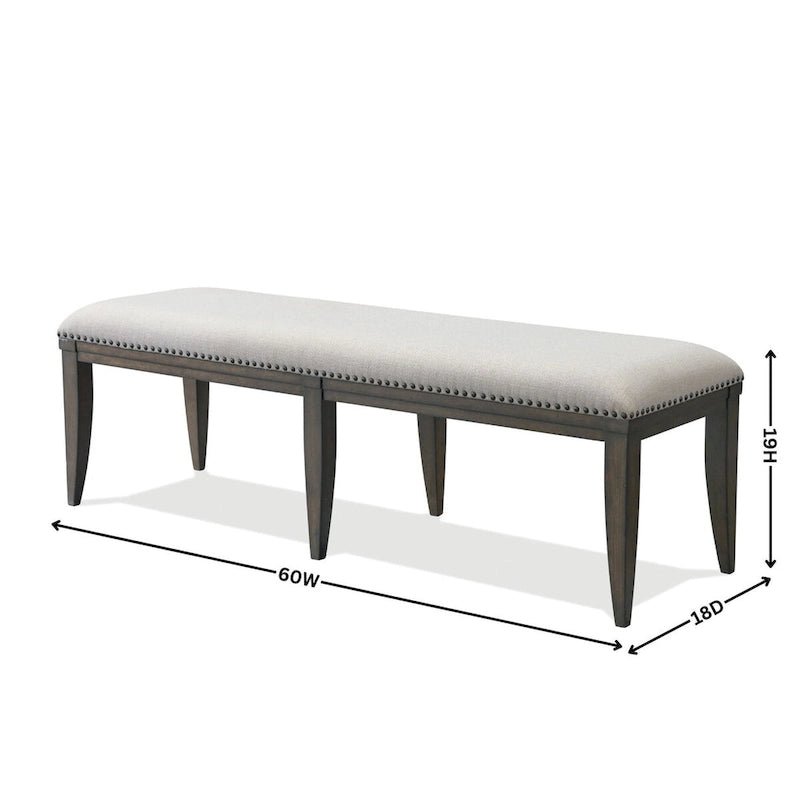 Panca imbottita da pranzo in beige – Seduta imbottita con gambe in legno massello
