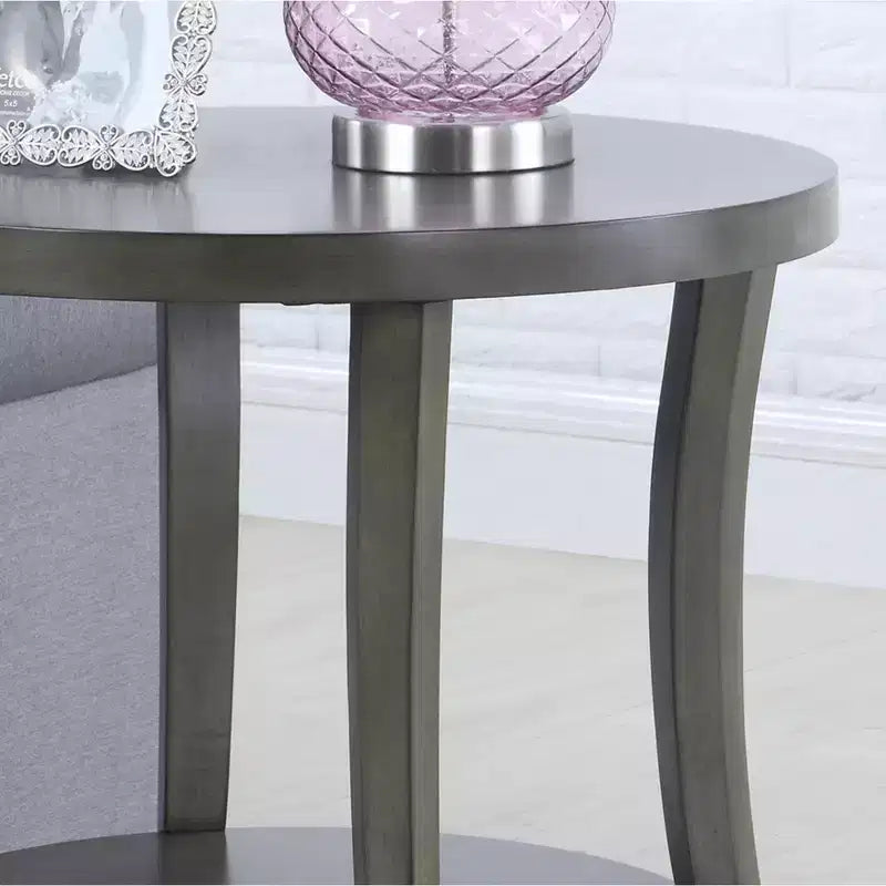 Tavolino ovale con ripiano contemporaneo Roundhill Furniture Perth, grigio