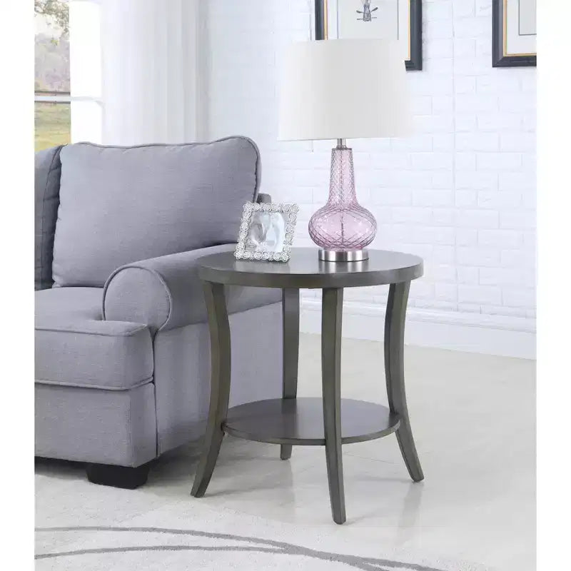 Tavolino ovale con ripiano contemporaneo Roundhill Furniture Perth, grigio