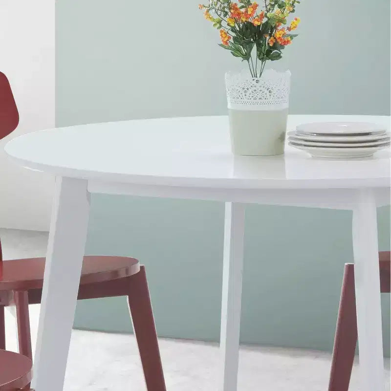 Tavolo da pranzo rotondo contemporaneo Roundhill Furniture Roma, bianco