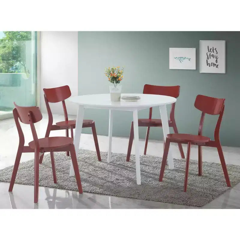 Tavolo da pranzo rotondo contemporaneo Roundhill Furniture Roma, bianco