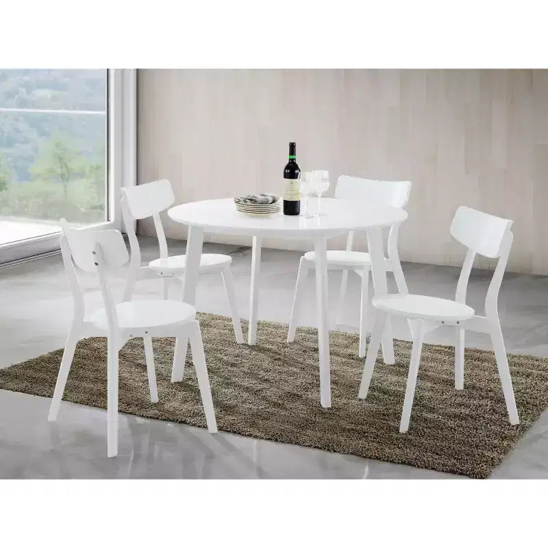 Tavolo da pranzo rotondo contemporaneo Roundhill Furniture Roma, bianco