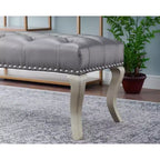 Panca imbottita in ecopelle trapuntata Decor Maxem di Roundhill Furniture con finiture borchiate