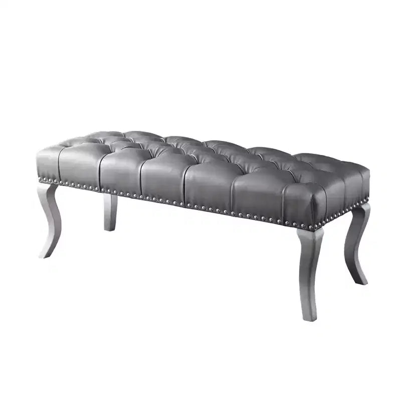 Panca imbottita in ecopelle trapuntata Decor Maxem di Roundhill Furniture con finiture borchiate