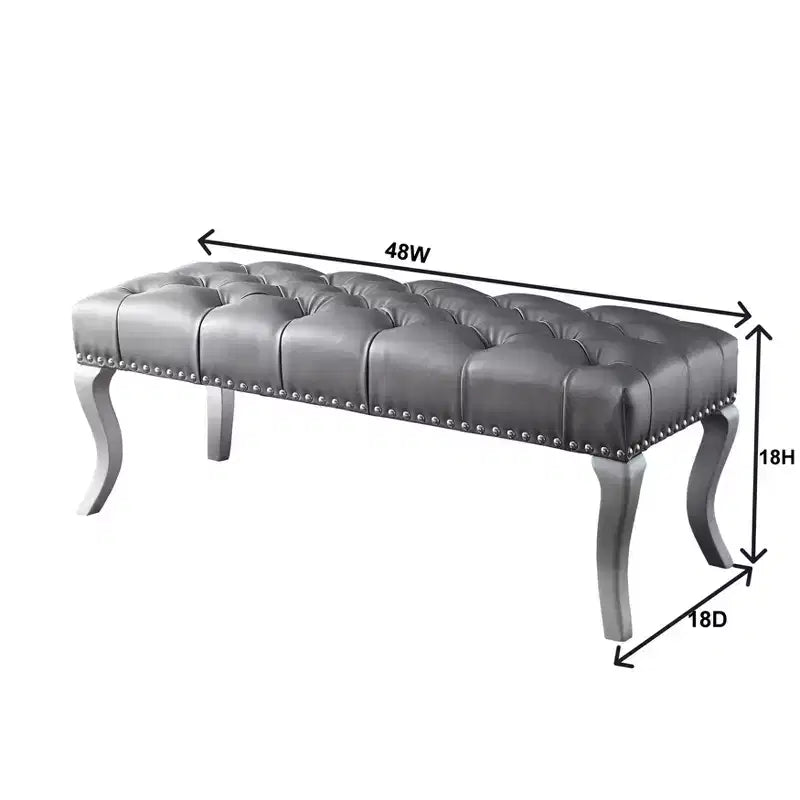 Panca imbottita in ecopelle trapuntata Decor Maxem di Roundhill Furniture con finiture borchiate
