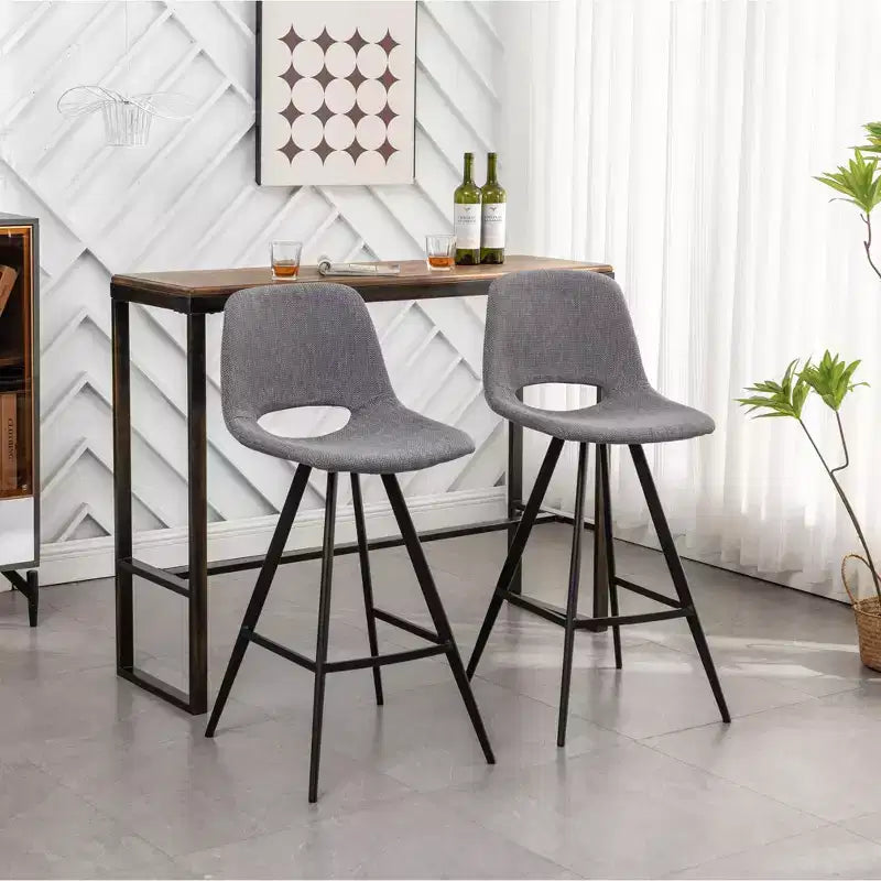 Sgabelli da Bar in Tessuto Roundhill Furniture Porth, 71,7 cm, Grigio, Set da 2