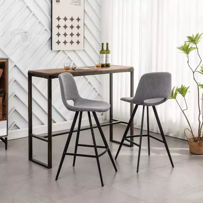 Sgabelli da Bar in Tessuto Roundhill Furniture Porth, 71,7 cm, Grigio, Set da 2