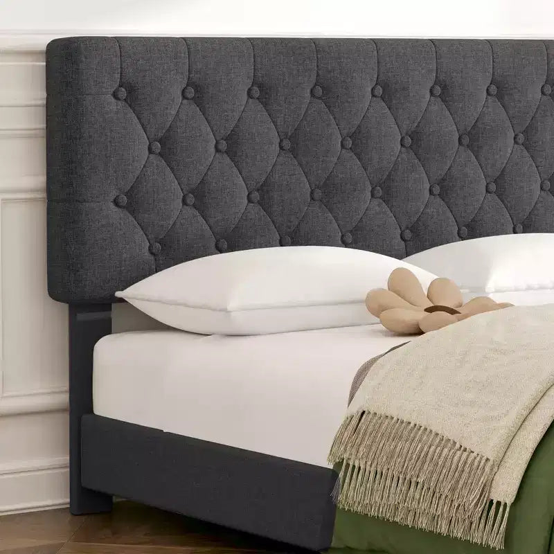 HYLEORY Struttura Letto Queen con Contenitore con 4 Cassetti e Testiera, Letto a Piattaforma Imbottito